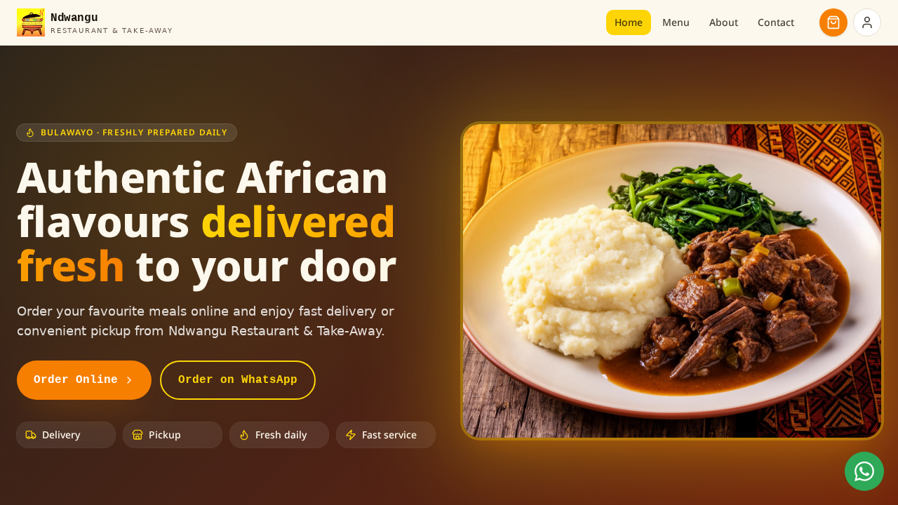 Ndwangu Restaurant website preview