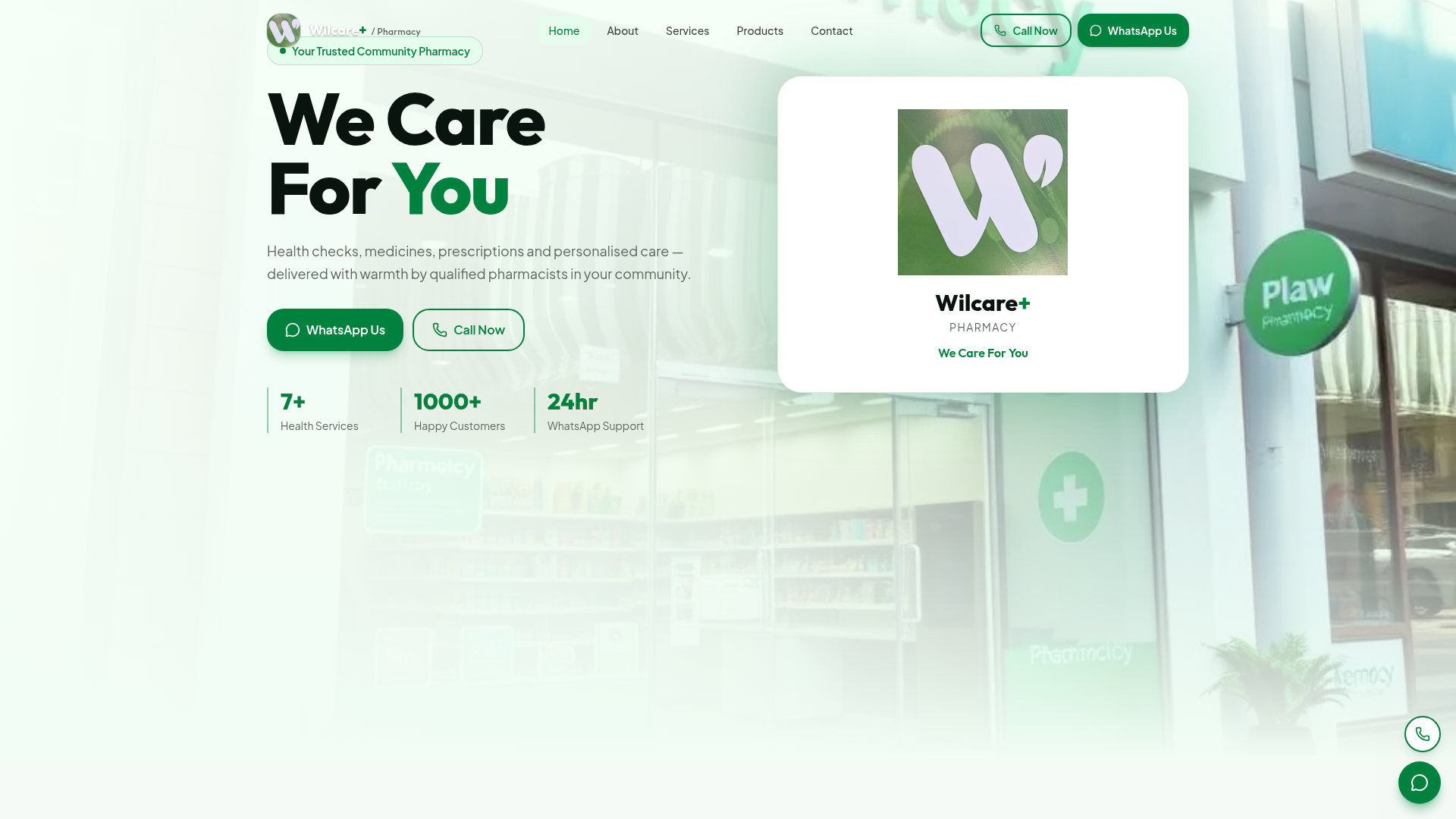 Wilcare Pharmacy website preview